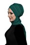 Kardelen Scarf Lined Green Ready-Made Hijab Hijab Pool and Outdoor Bonnet - 3