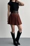Women's Pleated Mini Skirt with Double Belt Shorts - High Waist, No Visible Underwear, Casual Stylish Combination Skirt - 8