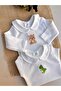 2-Pack Embroidered Snap Fastener Bodysuit - Green Dino & Teddy Bear