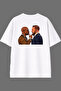Boxing Debate Design White Oversize T-Shirt with Back Print