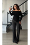 Black Asymmetrical Cut Madonna Collar Blouse - 6