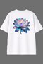 Colorful Rose Design Back Printed White Oversize T-Shirt