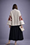 Printed White Kimono Jacket – Relaxed Fit Wide Sleeve Special Design Women's Jacket - 4