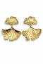 Women's Steel Yellow Ginkgo Leaf Design Dangle Earrings - 2