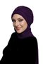 Handcrafted with Pearls and Embroidered with Pearls, Purple Ready-To-Wear Turban Hijab, Suitable for Medical Use - 3