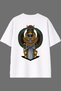 Skeleton Pharaoh Design Back Printed White Oversize t Shirt