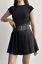 Women's Pleated Mini Skirt with Double Belt Shorts - High Waist, No Visible Underwear, Casual Stylish Combination Skirt