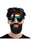 نظارة حفلات بشعيرات بوب مارلي مع شعر مستعار من Rasta Beard مقاس 27x18 سم