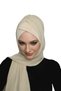 Takmatik Plain Beige Ready-To-Wear Turban Hijab with Shawl, Suitable for Medical Use, Prayer Cover - 5