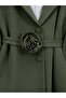 Rose Appliqué Double-Breasted Jacket and Trousers Khaki Set - Khaki - 2