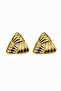 Delta Vintage Yellow Steel Triangle Nail Earrings Retro Fluted Design - 2