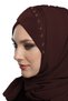 Shawl with Takmatik Stone Coffee-Colored Instant Turban Hijab Medical Grade Suitable for Prayer Covering - 9