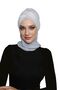 Crossed Pique Scarf-Lined Light Gray Ready-Made Turban Hijab Bonnet Suitable for Medical Use - 4