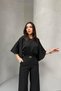 Women's New Season Bat Sleeve Jumpsuit with Waist Drawstring Belt and Accessories - 3
