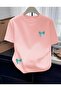 Decorated Bow Printed Short Sleeve T-Shirt