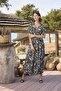 Arias Closet 100% Viscose Floral and Leaf Patterned Buttoned Front Dress - 4