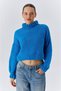 Blue Hair Braided Bearded Crop Knitwear Women's Sweater