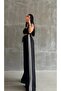 Black High-Waisted Wide-Leg Striped Lace-Up Trousers - 7091 - 4