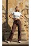 Tint Brown Wide Leg Raw Hem Non-Lycra Palazzo Loose Jeans Pants - 2