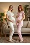 New Season Ecru Lace Embroidered Buttoned Summer Short Sleeve Maternity Pajama Set - 5