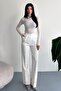 Women's Palazzo Trousers Oversize Original Cut - High Waist Wide Leg Office and Casual Chic - 3
