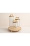 Set of 3 Glass Jars with Stands 1300-900-700 ml |   Vacuum Bamboo Cover - 3