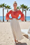 Mercan Carmen Yaka Spanish Sleeve Tassel Casual Muslin Crop Woven Blouse 40 50 - 6