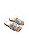 3 cm Low Heeled Beige Color Stylish Women's Slippers with Rhinestones - 3