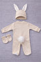 Unisex Baby 4 Piece Milk Brown Rabbit Jumpsuit 0-3 Months 100% Cotton - 3