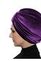 Velvet Cardigan Lined Purple Ready-Made Turban Hijab Bonnet Suitable for Medical Use - 7