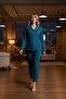 Women's Long Sleeve Buttoned Pajama Set Dark Turquoise %100 Cotton - 3