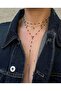 Black Crystal Stone Triple Stainless Steel Necklace - 4