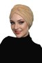 Crossed Combed Cotton Lined Honey Color Ready-To-Wear Turban Hijab Pool Cap Suitable for Medical Use - 5