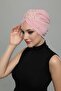 Plucked Lined Embroidered Powder Rose Motif Ready-made Hijab Hijab Evening Dress Bonnet - 5