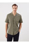 Nevavm Regular Fit Resort Collar Short Sleeve Linen Blend Men's Shirt with Difference