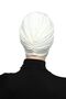 Kopma Lined Embroidered Cream Gray Lace Motif Ready-Made Turban Hijab Evening Dress Bonnet - 5