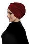 Three-Striped Burgundy Ready-Made Turban Hijab Pool Cap Suitable for Medical Use - 3