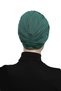Detachable Lining Embroidered Green Yellow Lace Motif Ready-made Hijab Hijab Evening Dress Bonnet - 6