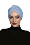 Crossed Combed Cotton Lined Blue Ready-To-Wear Turban Hijab Pool Cap Suitable for Medical Use - 5