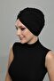 Ripped Lined Embroidered Black Rose Motif Ready-made Hijab Hijab Evening Dress Bonnet - 7