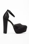 Women's Black Satin Stone Detailed Ankle Strap Closed Toe Guaranteed Platform Heeled Evening Dress - 4