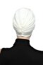 Detachable Lining Embroidered Cream Rose Motif Ready-made Hijab Hijab Evening Dress Bonnet - 6