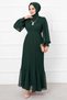 Organza Sleeves Hijab Evening Dress Emerald - 5