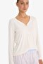 Regular Fit V-Neck Long Sleeve Pajama Top-Fall in Love F3529Ax25Au - 3