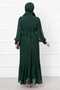 Organza Sleeves Hijab Evening Dress Emerald - 6