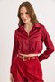 Women's Burgundy Skirt with Pencil Crop Satin Shirt Gml-19001425 - 3