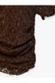 Semi-Sheer Short Sleeve Round Neck Lace T-Shirt - 5