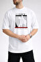Men's Born to Be Free Text Printed Crew Neck White T-Shirt - 2