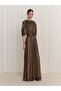 Gold Foil Patterned Long Dress - 4