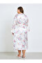 Plus Size Women Floral Print Robe and Satin Slip Dress - 4